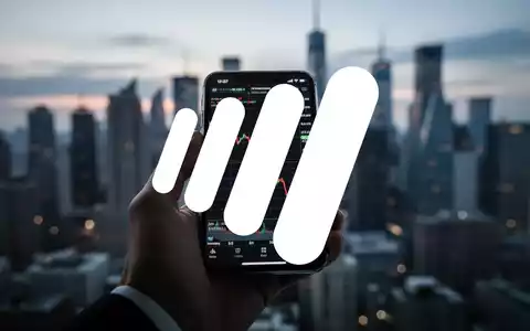 Eine Hand hält ein Smartphone mit einem roten, fallenden Börsenchart vor der Silhouette einer Finanzmetropole. - Foto: über boerse-global.de