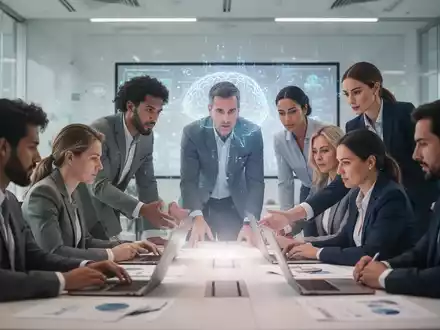 Eine Gruppe von Geschäftsleuten arbeitet in einem modernen Büro zusammen, was Teamarbeit und psychisches Wohlbefinden symbolisiert. - Foto: über boerse-global.de