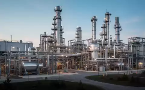 Eine weitläufige, moderne Fabrikanlage zur Verarbeitung seltener Erden in South Carolina, USA, mit großen Maschinen und einem klaren Himmel. - Foto: über boerse-global.de