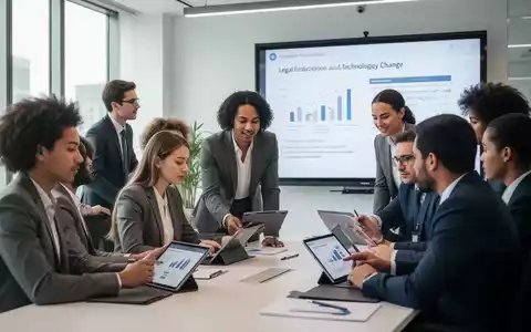 Eine Gruppe von Geschäftsleuten nimmt an einer Schulung in einem modernen Büro teil, um sich über rechtliche und technologische Änderungen zu informieren. - Foto: über boerse-global.de