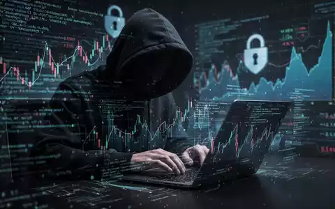 Eine Person in einem Kapuzenpullover tippt auf einem Laptop, umgeben von digitalen Datenströmen, die Cyberkriminalität symbolisieren. - Foto: über boerse-global.de