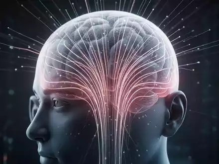 Nahaufnahme eines menschlichen Kopfes mit subtilen, leuchtenden Linien, die nicht-invasive Gehirnstimulation symbolisieren. - Foto: über boerse-global.de
