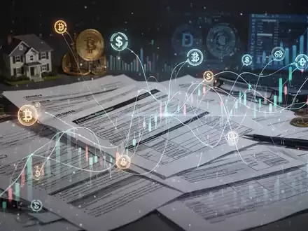 Abstrakte Darstellung von Finanzdaten und Rechtsdokumenten, die sich verschränken, mit digitalen Linien, die Investitionssymbole und Steuerformulare verbinden. - Foto: über boerse-global.de