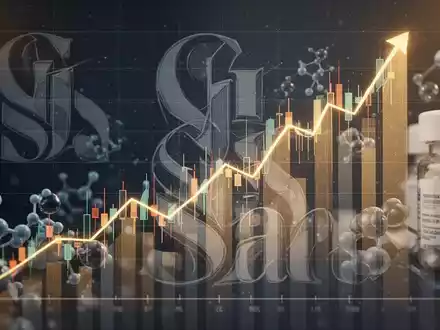 Abstrakte Darstellung eines Aktienkurses mit Aufwärtstrend und angedeuteten Finanz- und Gesundheitsmotiven. - Foto: über boerse-global.de