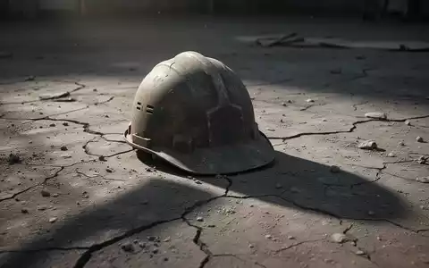 Ein abgenutzter Bauhelm auf staubigem, rissigem Boden, langer Schatten, der den Rückgang im Energiesektor symbolisiert. - Foto: über boerse-global.de