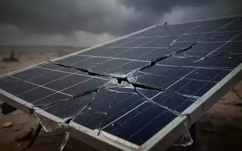 Ein gebrochenes Solarpanel mit einem Riss, der eine starke negative Entwicklung im Energiesektor symbolisiert. - Foto: über boerse-global.de