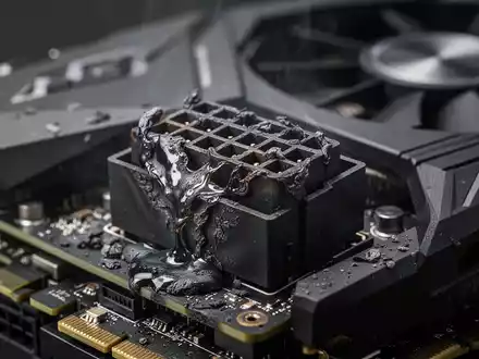 Close-up of a melted power connector on a high-performance graphics card, showing heat damage and discoloration. - Foto: über boerse-global.de
