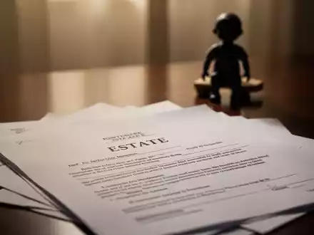Gerichtsdokumente und eine verschwommene Silhouette eines Kinderspielzeugs im Hintergrund, die ein Millionen-Erbe für ein Kind symbolisieren. - Foto: über boerse-global.de