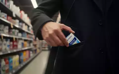 Eine unscharfe Hand, die diskret ein Produkt in eine Manteltasche in einem Einzelhandelsgang gleiten lässt, symbolisiert Ladendiebstahl. - Foto: über boerse-global.de