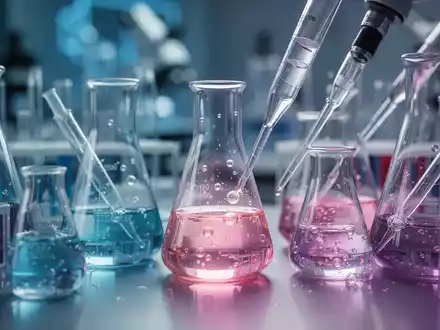 Eine Nahaufnahme eines wissenschaftlichen Labors mit Glasgeräten und Flüssigkeiten, die Forschung zu Hormonen und Stoffwechselgesundheit symbolisieren. - Foto: über boerse-global.de