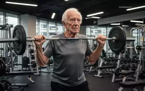 Älterer Mann konzentriert beim Krafttraining mit Gewichten in einem modernen Fitnessstudio, umgeben von Trainingsgeräten. - Foto: über boerse-global.de