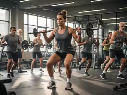 Eine diverse Gruppe von Menschen unterschiedlichen Alters beim nachhaltigen Fitnesstraining in einem modernen Fitnessstudio. - Foto: über boerse-global.de
