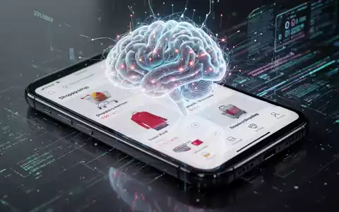 A glowing AI brain overlaid on a smartphone screen displaying online shopping, symbolizing AI integration in e-commerce. - Foto: über boerse-global.de