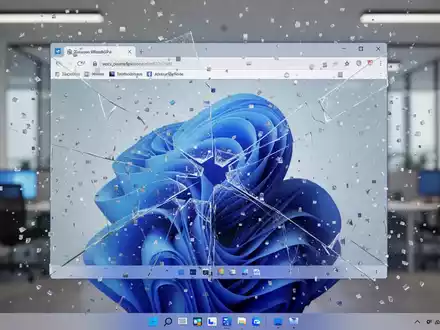 A digital depiction of a fractured web browser window, symbolizing performance issues and software bugs on Windows 11. - Foto: über boerse-global.de