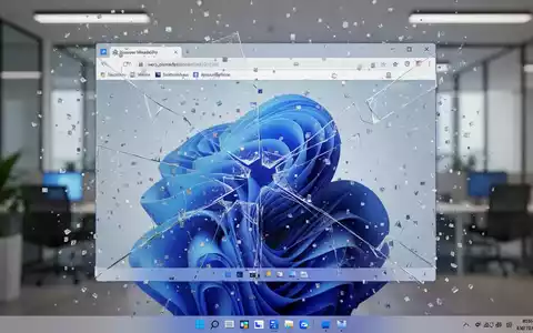 A digital depiction of a fractured web browser window, symbolizing performance issues and software bugs on Windows 11. - Foto: über boerse-global.de