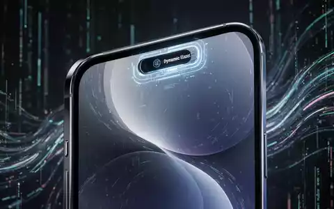 Close-up of a sleek, futuristic smartphone display with a significantly smaller Dynamic Island cutout, showing advanced technology. - Foto: über boerse-global.de