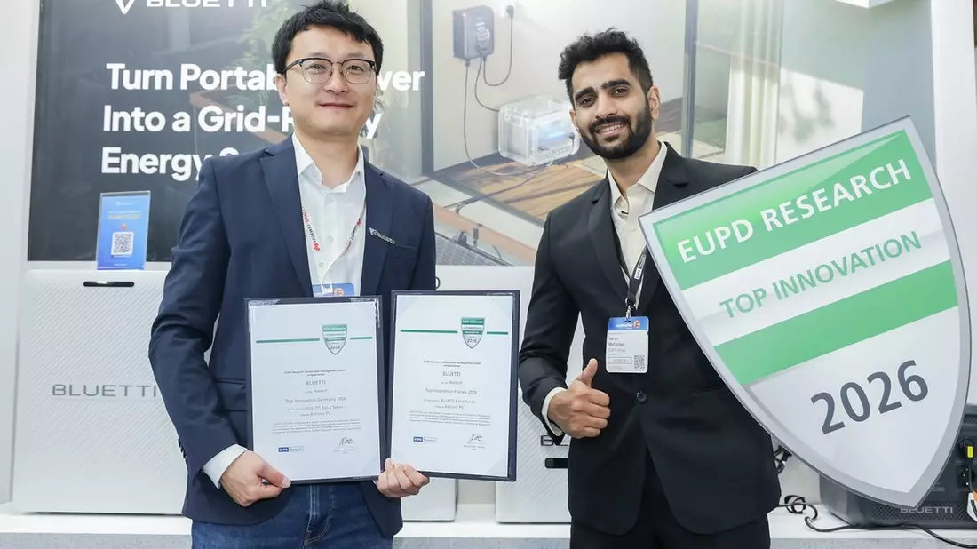 BLUETTI gewinnt den „Top Innovation Award 2026 von EUPD Research in Europa - Bild: presseportal.de