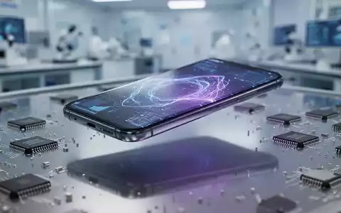 Ein modernes Smartphone, umgeben von Mikrochips, auf einer reflektierenden Oberfläche in einem High-Tech-Labor. - Foto: über boerse-global.de