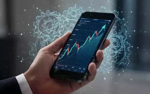 Eine Hand hält ein Smartphone mit einem steigenden Aktienchart, überlagert von stilisierten Zahnrädern. - Foto: über boerse-global.de
