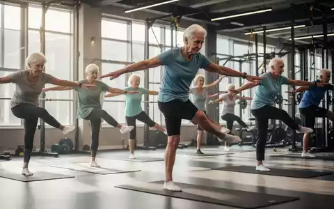 Senioren nehmen an einem funktionellen Gymnastiktraining teil, konzentrieren sich auf Balance und Rumpfkraft. - Foto: über boerse-global.de