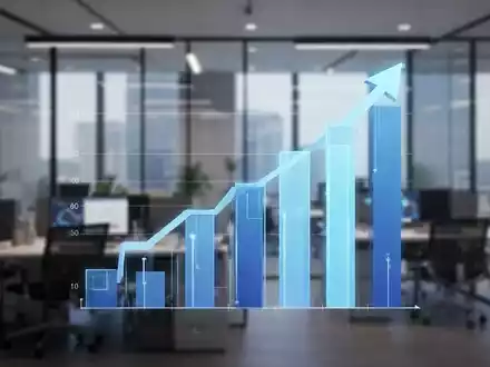 Eine stilisierte Grafik mit einem steigenden Balkendiagramm vor einem unscharfen Bürohintergrund, das Investitionswachstum darstellt. - Foto: über boerse-global.de