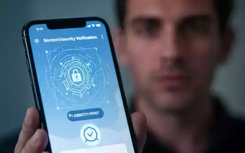 Ein Smartphone-Bildschirm zeigt eine biometrische Identitätsprüfung, mit einem unscharfen Gesicht im Hintergrund. Repräsentiert KI-Dienste und Datenschutz. - Foto: über boerse-global.de