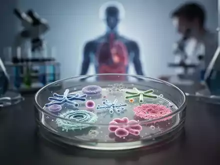 Nahaufnahme einer Petrischale mit leuchtenden Bakterienkulturen, die das menschliche Darmmikrobiom und wissenschaftliche Forschung symbolisieren. - Foto: über boerse-global.de