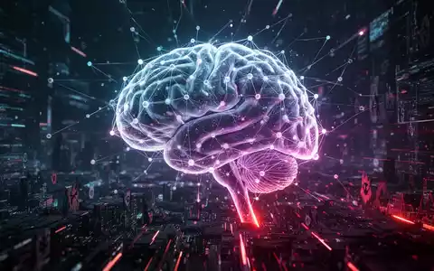 Eine stilisierte, leuchtende neuronale Netzwerkgrafik, die Bedrohungen durch künstliche Intelligenz in der Cybersicherheit darstellt. - Foto: über boerse-global.de