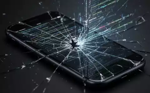 Ein zerbrochenes iPhone-Display, aus dem leuchtende Codezeilen austreten, symbolisiert eine tiefe Hardwareschwachstelle. - Foto: über boerse-global.de
