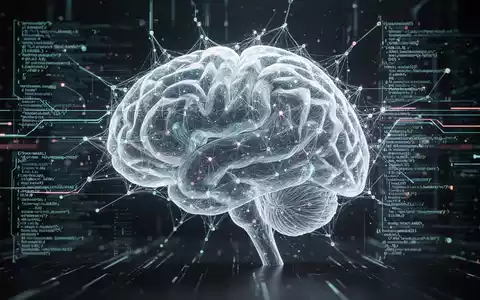 A glowing, transparent 3D neural network brain with digital data streams and code, symbolizing AI transparency and data. - Foto: über boerse-global.de