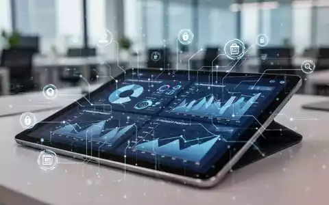 Ein modernes digitales Tablet zeigt komplexe Datenvisualisierungen und Diagramme mit abstrakten digitalen Produktpass-Symbolen. - Foto: über boerse-global.de