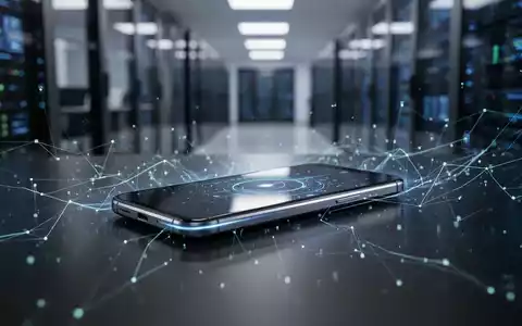 Ein stilisiertes, modernes Smartphone oder sicheres Kommunikationsgerät auf einer dunklen Oberfläche mit fließenden digitalen Datenströmen. - Foto: über boerse-global.de