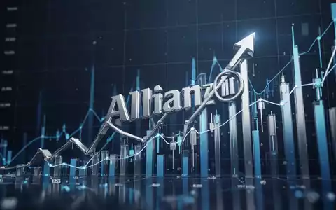 Ein stilisierter Allianz-Logo, der in eine dynamische Finanzgrafik integriert ist und einen Höhepunkt erreicht, mit kühlen Blau- und Silbertönen. - Foto: über boerse-global.de