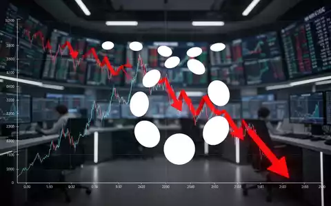 Ein Börsendiagramm mit einem starken Rückgang nach einem Höchststand, rote Pfeile zeigen nach unten. Im Hintergrund eine moderne Handelsfläche. - Foto: über boerse-global.de