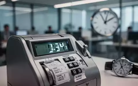 Nahaufnahme einer digitalen Zeiterfassungsuhr oder einer Stechuhr in einem modernen Büroumfeld, die Präzision und Verantwortlichkeit symbolisiert. - Foto: über boerse-global.de