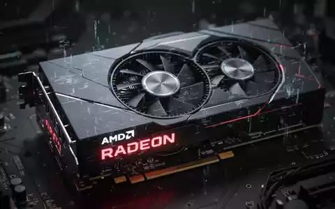 A close-up of an AMD Radeon graphics card with a subtle digital glitch effect, representing a software bug. - Foto: über boerse-global.de