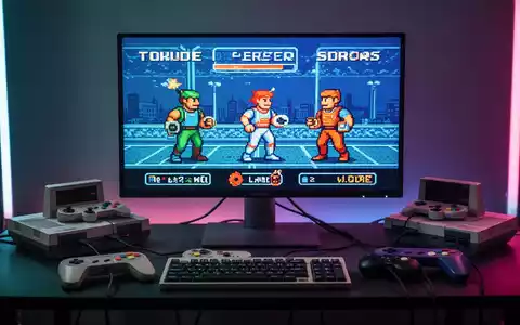 Close-up of a person's hands holding a classic video game controller, with blurred retro pixel art on a screen in the background. - Foto: über boerse-global.de