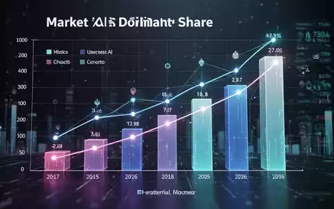 A stylized bar chart visually representing a decline in market share for one dominant AI platform and growth for others. - Foto: über boerse-global.de