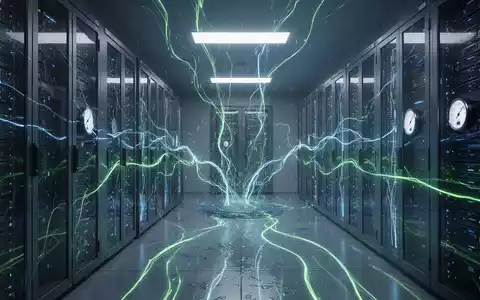 Ein futuristisches Rechenzentrum mit leuchtenden Linien, die Datenfluss und Energieverbrauch symbolisieren, vor dem Hintergrund einer Stadt. - Foto: über boerse-global.de