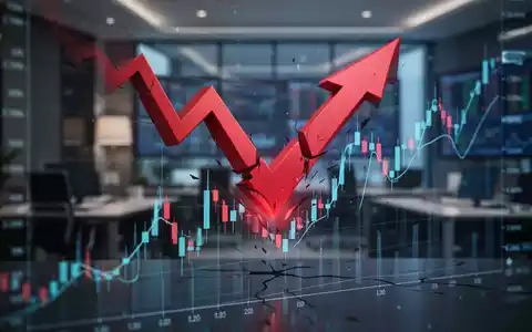 Eine rote, nach unten zeigende Pfeilspitze, die ein abstraktes Finanzdiagramm durchbricht, symbolisiert einen starken Rückgang. - Foto: über boerse-global.de