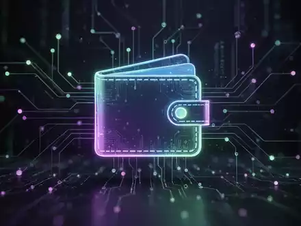 Ein stilisiertes, leuchtendes Symbol einer digitalen Geldbörse auf dunklem, abstraktem Hintergrund mit Datenflusslinien. - Foto: über boerse-global.de