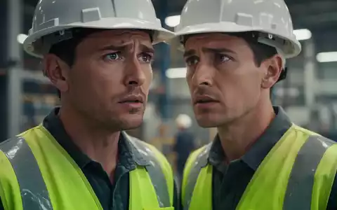 Ein Arbeiter mit Schutzhelm und Warnweste blickt besorgt auf eine unscharfe Industrieanlage, die Arbeitssicherheit symbolisiert. - Foto: über boerse-global.de