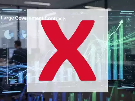 Eine futuristische digitale Schnittstelle zeigt Datenvisualisierungen zu großen Regierungsaufträgen und Finanzprognosen. - Foto: über boerse-global.de