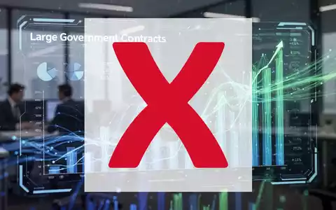 Eine futuristische digitale Schnittstelle zeigt Datenvisualisierungen zu großen Regierungsaufträgen und Finanzprognosen. - Foto: über boerse-global.de