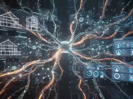 Abstract image showing interconnected digital elements and glowing pathways, symbolizing AI agents working on complex projects. - Foto: über boerse-global.de