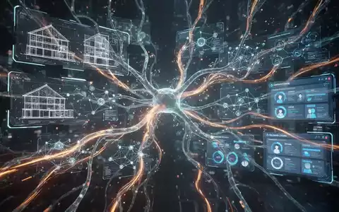 Abstract image showing interconnected digital elements and glowing pathways, symbolizing AI agents working on complex projects. - Foto: über boerse-global.de