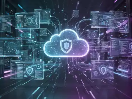 A glowing, abstract network of interconnected virtual desktops and cloud servers, symbolizing flexible VDI and multi-platform integration. - Foto: über boerse-global.de