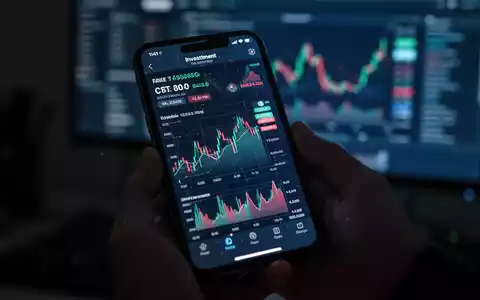 Nahaufnahme eines Smartphones, das eine betrügerische Krypto-Trading-App anzeigt, mit einer unscharfen Tastatur im Hintergrund. - Foto: über boerse-global.de