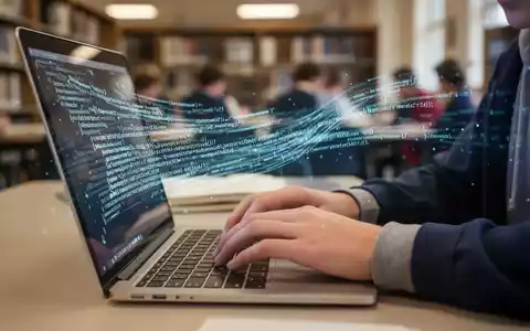 Nahaufnahme von Händen, die auf einer Laptoptastatur tippen, mit digitalem Textfluss auf dem Bildschirm, der KI-Nutzung andeutet. - Foto: über boerse-global.de