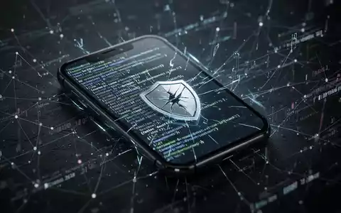 A smartphone with a broken shield icon and code, symbolizing a security vulnerability in Samsung KNOX. - Foto: über boerse-global.de